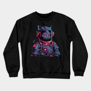 Cosmic Cat: Cyberpunk Astronaut from the Future Crewneck Sweatshirt